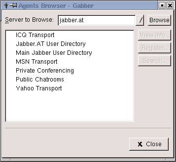 Browsing to another server in Gabber